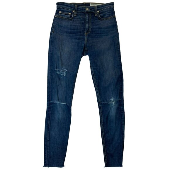 rag & bone Size 26 x 27 Nina High Rise Ankle Skinny Frayed Hem Distressed Knee - Picture 1 of 9